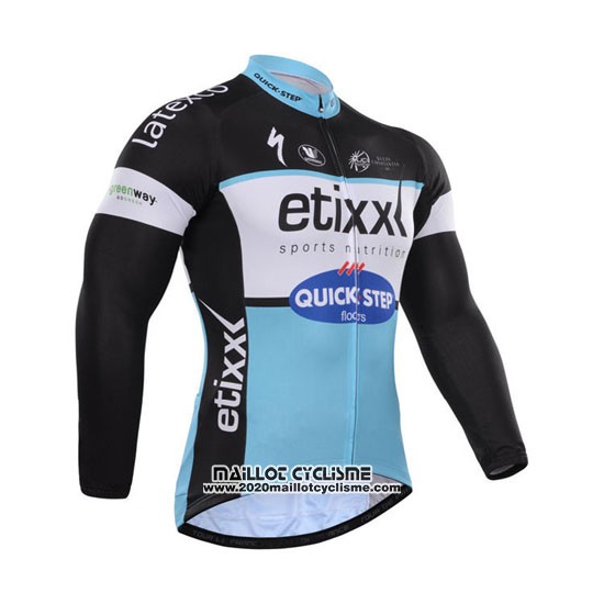 2015 Maillot Ciclismo Etixx Quick Step Noir et Blanc Manches Longues et Cuissard